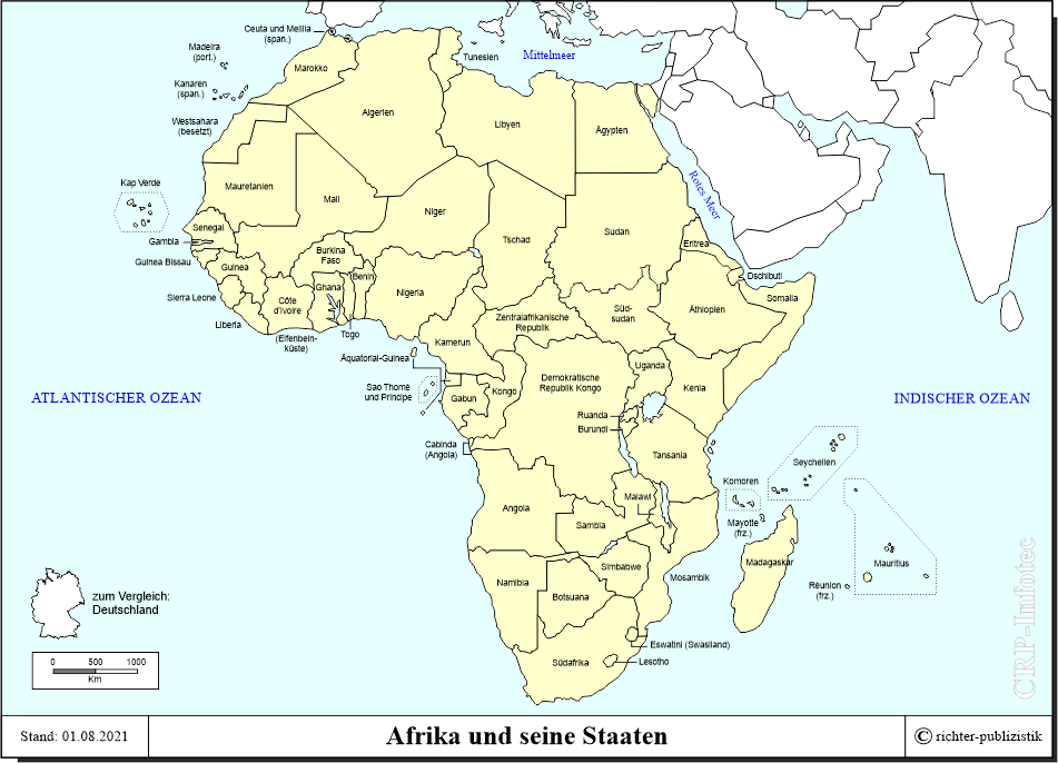 Afrika Karte Schwarz Weiß