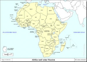 Afrika und seine Staaten (Karte mit Ländernamen)