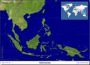 Südostasien - 3D-Abbildung
