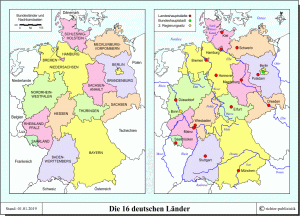Deutschland - die 16 Länder, umgangssprachlich Bundesländer (2 Karten)