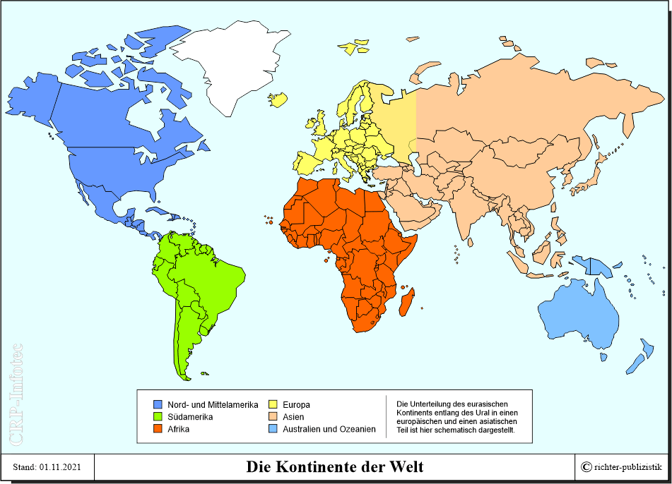Basisdaten der Kontinente 