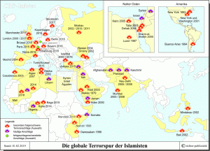 Die globale Terrorspur der Islamisten (aktueller Stand)