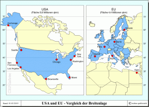 USA und EU - Vergleich der Breitenlage