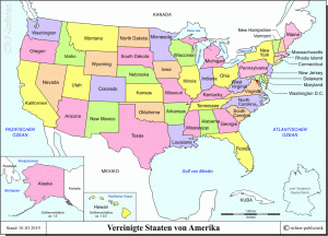 Vereinigte Staaten von Amerika - politische Karte der USA