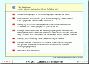 Aufgaben der Bundeswehr laut Verteidigungspolitische Richtlinien (VPR)